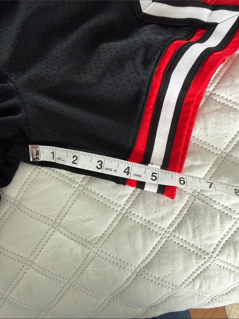 AirJordan Black Red Basketball Shorts with White Trim - Picture 6 of 6